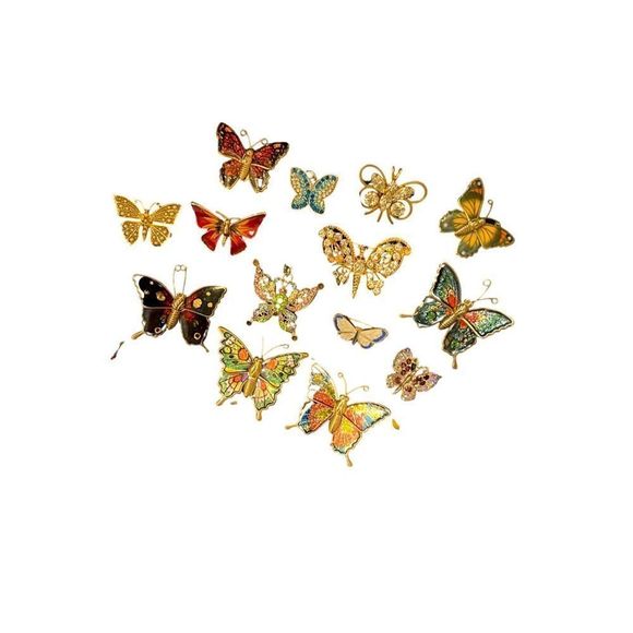 Butterfly Brooch Pin Jewelry Puzzle Wood Box Storage 14 Pieces Accessories - Picture 8 of 9